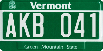 VT license plate AKB041