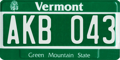 VT license plate AKB043