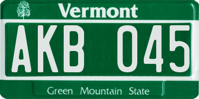 VT license plate AKB045