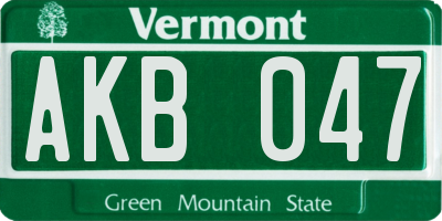 VT license plate AKB047