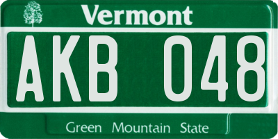 VT license plate AKB048