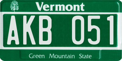 VT license plate AKB051