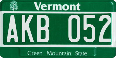 VT license plate AKB052