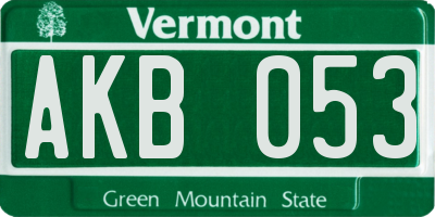 VT license plate AKB053