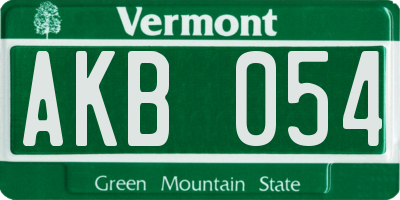 VT license plate AKB054