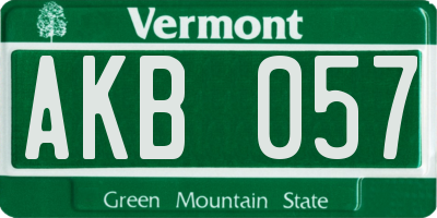 VT license plate AKB057