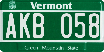 VT license plate AKB058