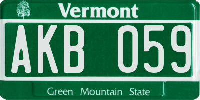 VT license plate AKB059