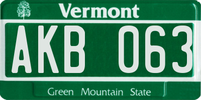 VT license plate AKB063