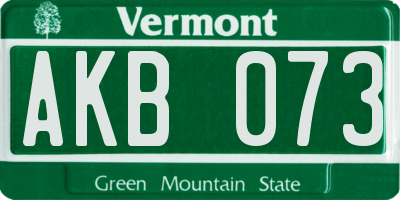 VT license plate AKB073