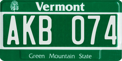 VT license plate AKB074