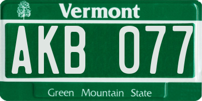VT license plate AKB077