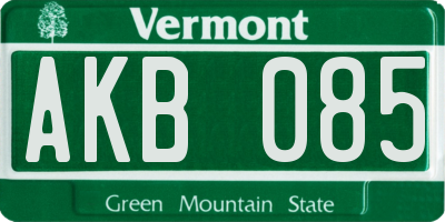 VT license plate AKB085