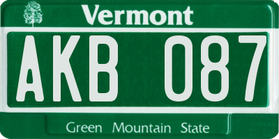VT license plate AKB087