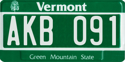 VT license plate AKB091