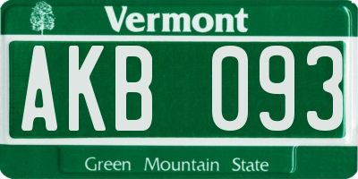 VT license plate AKB093