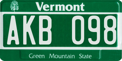 VT license plate AKB098