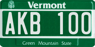 VT license plate AKB100