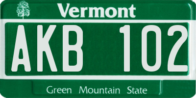 VT license plate AKB102