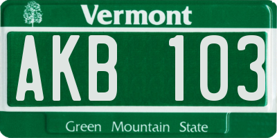 VT license plate AKB103