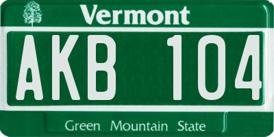 VT license plate AKB104