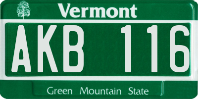 VT license plate AKB116