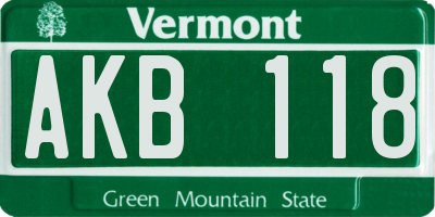 VT license plate AKB118