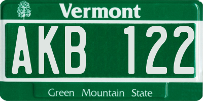 VT license plate AKB122