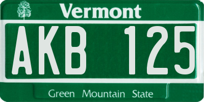 VT license plate AKB125