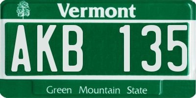 VT license plate AKB135
