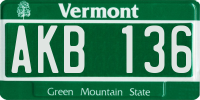 VT license plate AKB136
