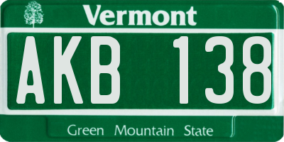 VT license plate AKB138