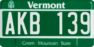 VT license plate AKB139