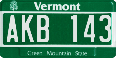 VT license plate AKB143