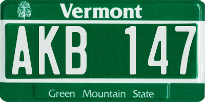 VT license plate AKB147