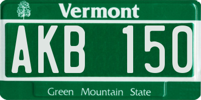 VT license plate AKB150