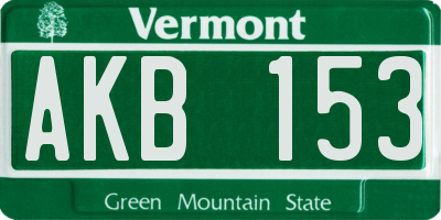 VT license plate AKB153