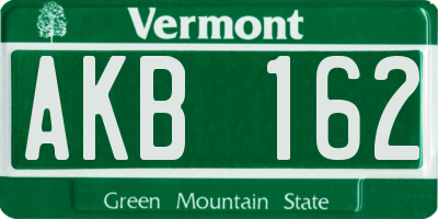 VT license plate AKB162