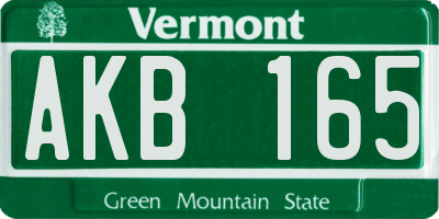VT license plate AKB165