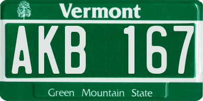 VT license plate AKB167