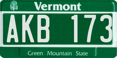 VT license plate AKB173