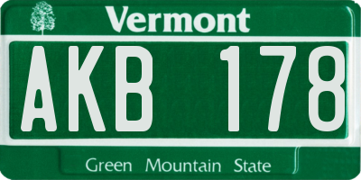 VT license plate AKB178