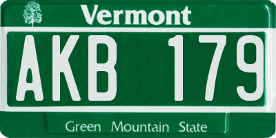 VT license plate AKB179