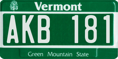 VT license plate AKB181