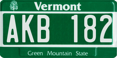 VT license plate AKB182