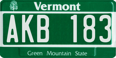 VT license plate AKB183