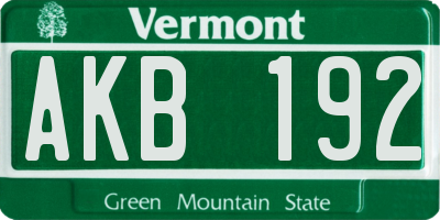 VT license plate AKB192