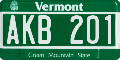 VT license plate AKB201
