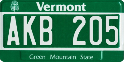 VT license plate AKB205