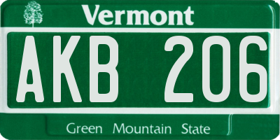 VT license plate AKB206